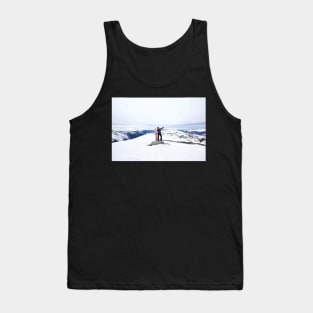 Snowboarding woman on snow Long Tank Top